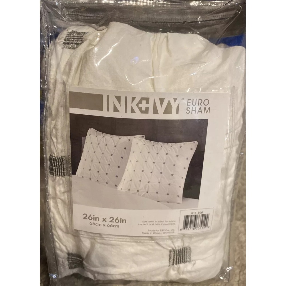 INK+IVY‎ Embroidered Euro Sham With White Finish